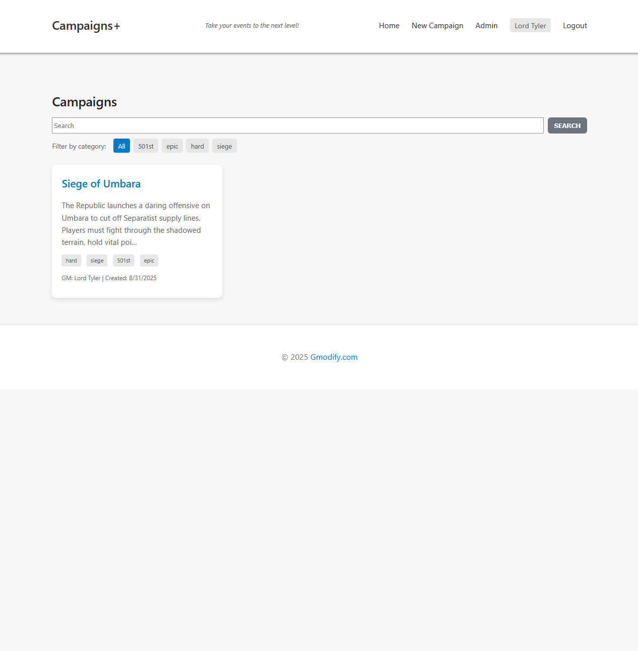 📜 Campaigns+ – The Ultimate GameMaster Event Manager