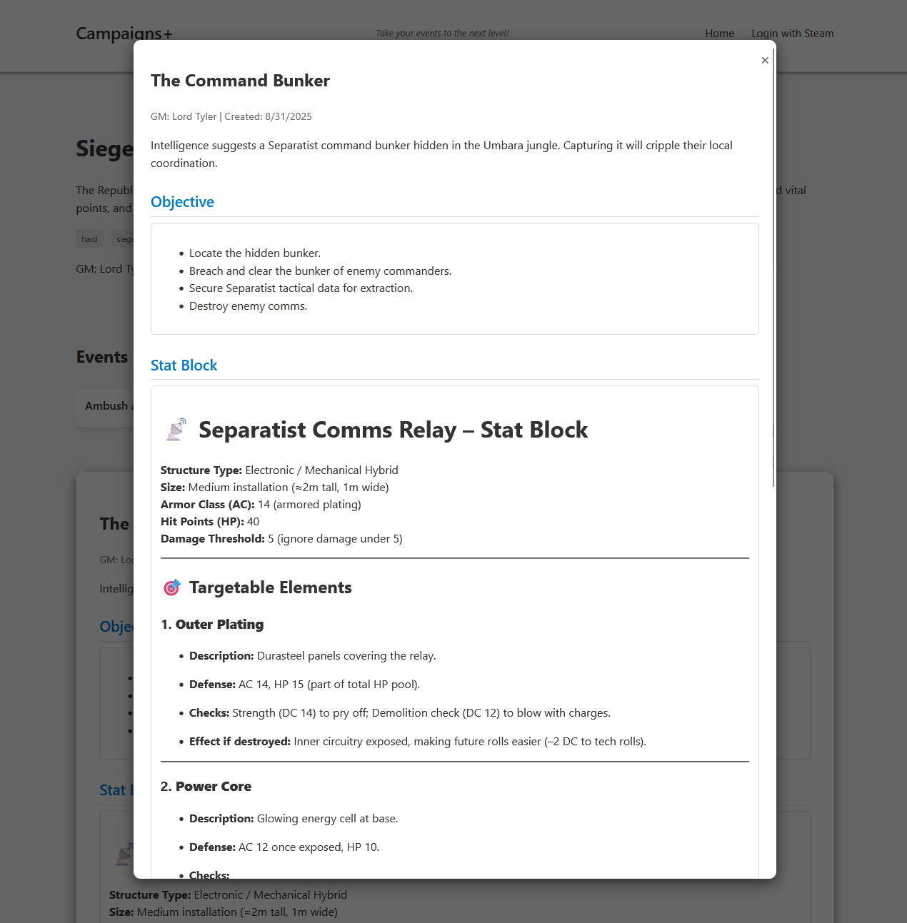 📜 Campaigns+ – The Ultimate GameMaster Event Manager