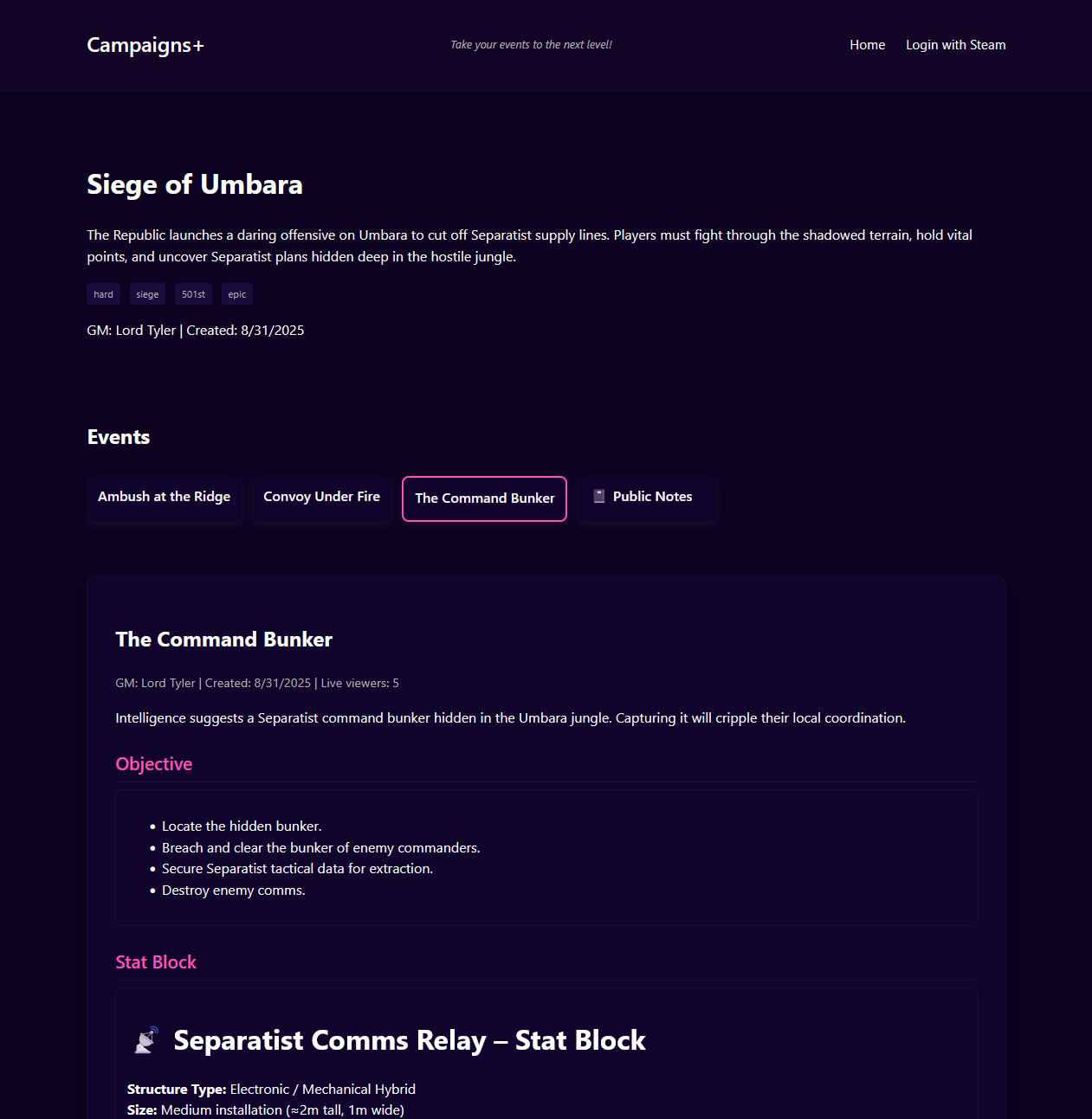 📜 Campaigns+ – The Ultimate GameMaster Event Manager