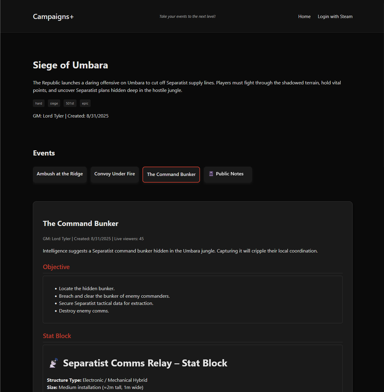 📜 Campaigns+ – The Ultimate GameMaster Event Manager