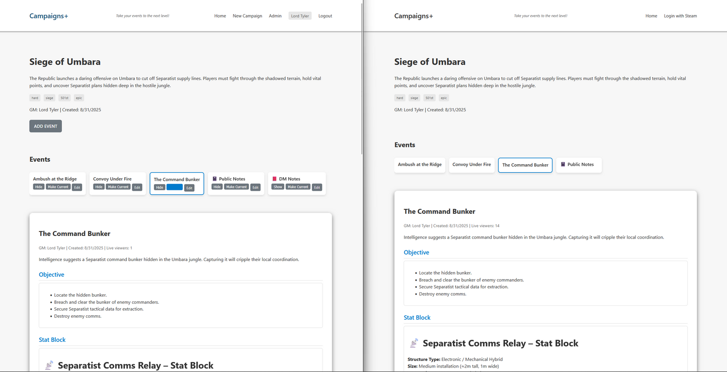 📜 Campaigns+ – The Ultimate GameMaster Event Manager