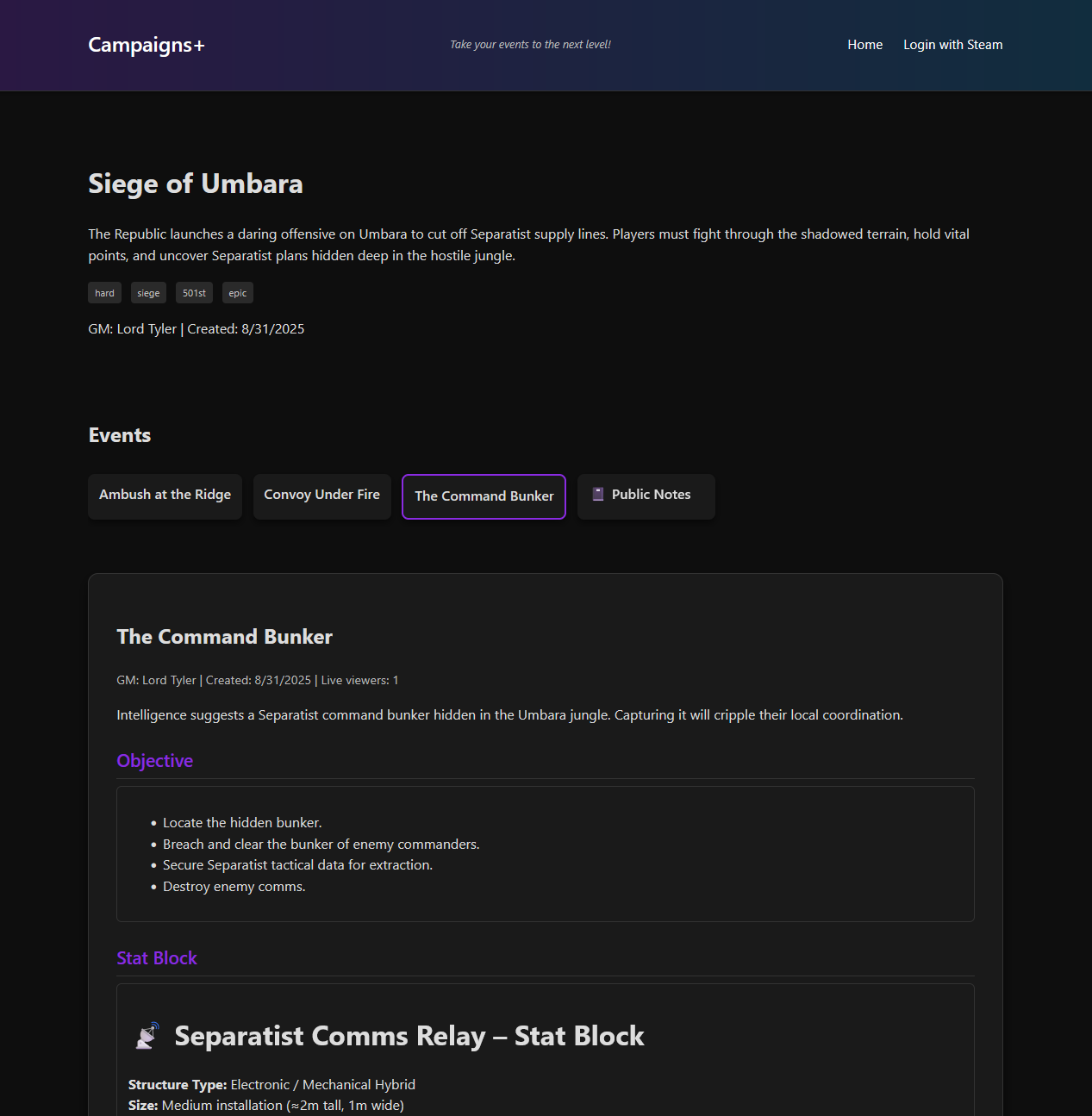 📜 Campaigns+ – The Ultimate GameMaster Event Manager