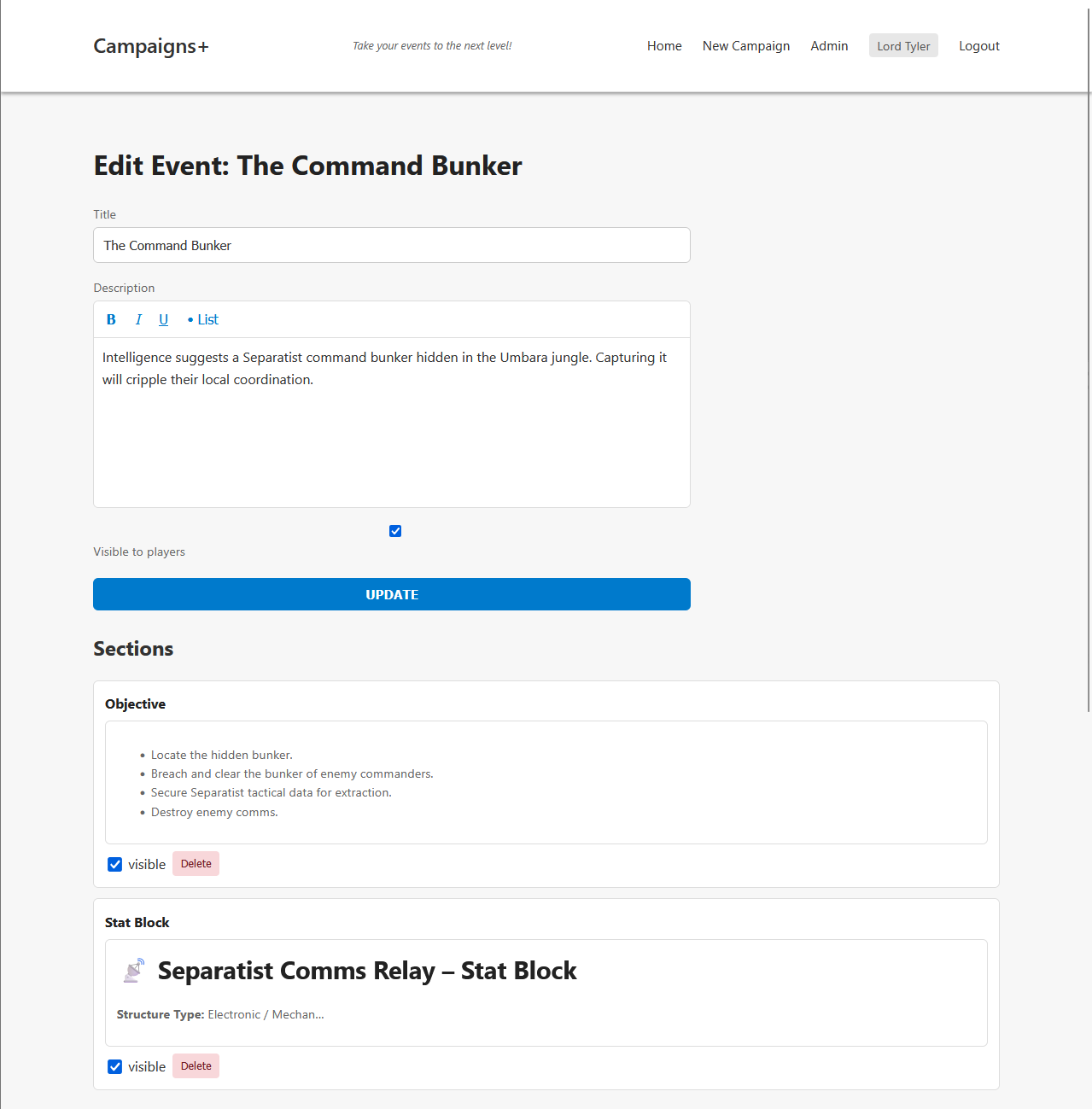 📜 Campaigns+ – The Ultimate GameMaster Event Manager